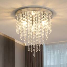 Goeco Crystal Ceiling Light, Mini Chandelier for Living Room Bedroom Hallway in Silver - thumbnail 1