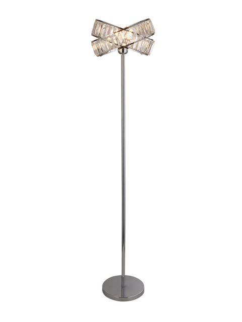 Lighting Collection 2 Band Chrome Floor Lamp in Silver - image 1