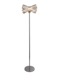 Lighting Collection 2 Band Chrome Floor Lamp in Silver