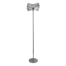 Lighting Collection 2 Band Chrome Floor Lamp in Silver - thumbnail 3