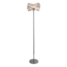 Lighting Collection 2 Band Chrome Floor Lamp in Silver - thumbnail 2