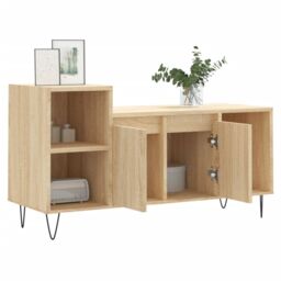 Berkfield Home TV Cabinet Sonoma Oak 100x35x55 cm Engineered Wood in Brown - Size: 100 x 35 x 55 cm - thumbnail 4
