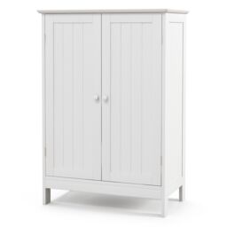 Costway Bathroom Floor Cabinet Free Standing Storage Cupboard Display Organiser in White - thumbnail 3