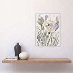 "Artery8 Crocus Flowers in Bloom Artwork Pastel Bouquet Wall Art Print in White - Size: W18"" x H24""" - thumbnail 4
