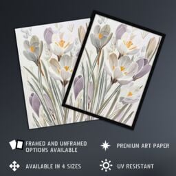 "Artery8 Crocus Flowers in Bloom Artwork Pastel Bouquet Wall Art Print in White - Size: W18"" x H24""" - thumbnail 2