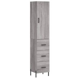Berkfield Home Highboard Grey Sonoma 34.5x34x180 cm Engineered Wood - thumbnail 1