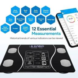 NESTLUNE Digital 180KG Bathroom Scales Weighing Smart Body Fat BMI in Black - thumbnail 3