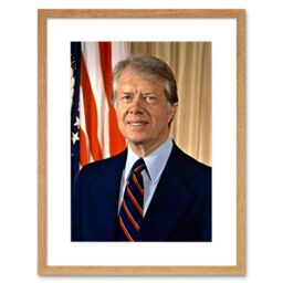 "Artery8 Wall Art Print 39th US President Jimmy Carter Official Portrait Photo Artwork Framed 9X7 Inch in Beige - Size: W7"" x H9""" - thumbnail 1