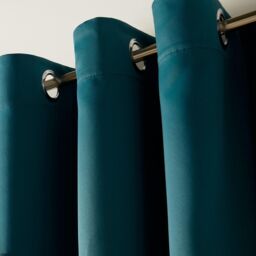 OHS Pair of Thermal Ready Made Eyelet Blackout Curtains in Teal - Size: 229 cm width x 229 cm drop - thumbnail 4