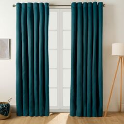 OHS Pair of Thermal Ready Made Eyelet Blackout Curtains in Teal - Size: 229 cm width x 229 cm drop