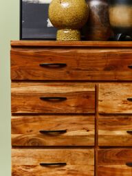 Orsina 9‑Drawer Acacia Chest, Natural Solid Acacia Wood Storage Chest with Black Metal Legs, Multi‑Drawer Dresser - thumbnail 2