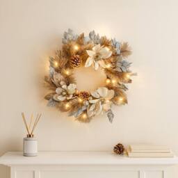 Marco Paul 40cm LED Cool & Warm White Flower Wreath in Gold - thumbnail 4