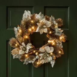 Marco Paul 40cm LED Cool & Warm White Flower Wreath in Gold - thumbnail 5