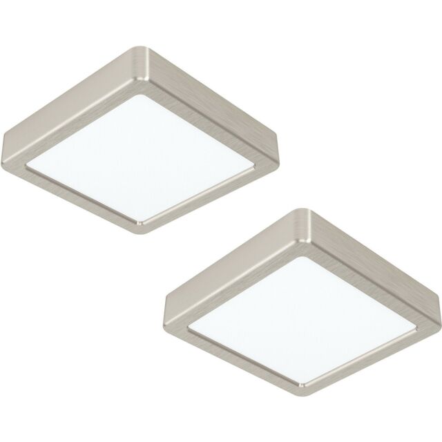 Loops 2 PACK Ceiling Light Satin Nickel 160mm Sqaure Surface Mounted 10.5W LED 4000K in Metallics - image 1