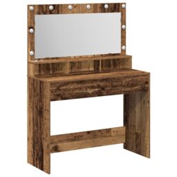 Berkfield Home Dressing Table with LED Lights - Vintage Wood - 100x41x135 cm in Brown - Size: 100 x 41 x 135 cm - thumbnail 2