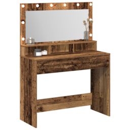 Berkfield Home Dressing Table with LED Lights - Vintage Wood - 100x41x135 cm in Brown - Size: 100 x 41 x 135 cm - thumbnail 3