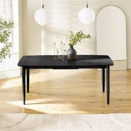 FurnitureboxUK Leif Oak Veneer Wood Extending Dining Table with 8 Tan Delta Chairs in Black - thumbnail 2