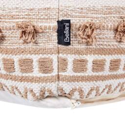 Wyld and Coco Boho Cotton Pouffe Beige 50x50x35 cm EPS Filling - Size: 50 x 50 x 35 cm - thumbnail 5
