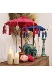 KDMD Bali Home Decor Parasol Cotton Turquoise 40cm Handcrafted in Blue - thumbnail 6