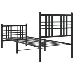 Berkfield Home Metal Bed Frame without Mattress with Footboard Black 80x200cm - Size: 80x200 cm - thumbnail 6
