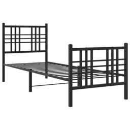 Berkfield Home Metal Bed Frame without Mattress with Footboard Black 80x200cm - Size: 80x200 cm - thumbnail 3