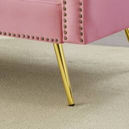 BTM Velvet 2-Seater Sofa Bed with 3-Stage Backrest & Gold Feet in Pink - Size: A - thumbnail 8