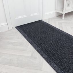 runrug Hallway Carpet Runner Rug - Hardwearing & Durable, 7mm - 'Aztec' in Black - Size: 80 cm x 360 cm - thumbnail 1
