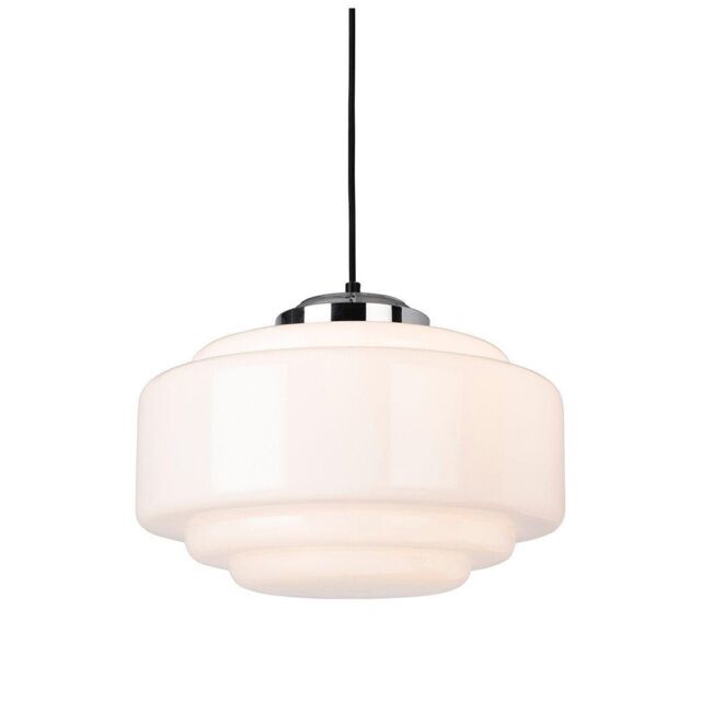 Netlighting Art Deco Pendant Light Chrome with Opal White Glass in Grey - image 1