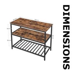 Pirlo Plush Industrial 3 Tier Kitchen Storage Island with Shelves Rustic in Brown - thumbnail 8