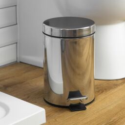 Harbour Housewares 3L Round Bathroom Pedal Bin - Stainless Steel Slim Rubbish Dustbin in Silver - thumbnail 5