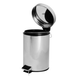 Harbour Housewares 3L Round Bathroom Pedal Bin - Stainless Steel Slim Rubbish Dustbin in Silver - thumbnail 4