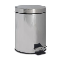 Harbour Housewares 3L Round Bathroom Pedal Bin - Stainless Steel Slim Rubbish Dustbin in Silver - thumbnail 1