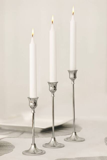 Marco Paul 3 Pack Silver Taper Candle Holder - Size: 500g - image 1