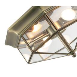 Happy Homewares Classic Flush Ceiling Light in Antique Brass with Clear Glass Panels in Metallic Gold - thumbnail 4