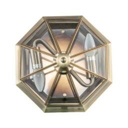 Happy Homewares Classic Flush Ceiling Light in Antique Brass with Clear Glass Panels in Metallic Gold - thumbnail 3