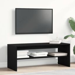 Berkfield Home TV Cabinet Black Oak 100x40x40 cm Engineered Wood - Size: 100 x 40 x 40 cm - thumbnail 1