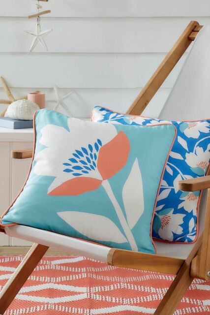 Fusion 'Luna' Outdoor Water & UV Resistant Garden Filled Bench Cushion in Duck Egg Blue - Size: 43 cm x 43 cm - image 1