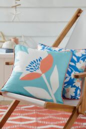 Fusion 'Luna' Outdoor Water & UV Resistant Garden Filled Bench Cushion in Duck Egg Blue - Size: 43 cm x 43 cm - thumbnail 1