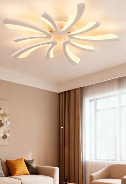 Living and Home Modern Artistic Flower-Shaped White LED Flush Mount Ceiling Light - image 1