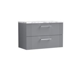 Balterley 2 Drawer Wall Hung Vanity Unit Marble Laminate Worktop, Grey 800mm