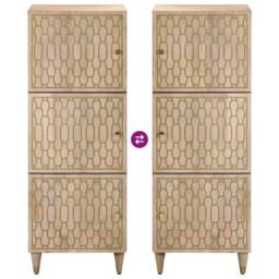 Berkfield Home Highboard 40x33x110 cm Solid Wood Mango in Brown - Size: 40 x 33 x 110 cm - thumbnail 6