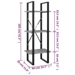 Berkfield Home 3-Tier Book Cabinet Concrete Grey 40x30x105 cm Engineered Wood - Size: 40 x 30 x 105 cm - thumbnail 7