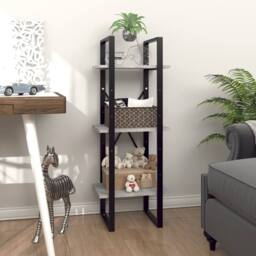 Berkfield Home 3-Tier Book Cabinet Concrete Grey 40x30x105 cm Engineered Wood - Size: 40 x 30 x 105 cm - thumbnail 2