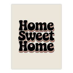 "Artery8 Home Sweet Home Retro Rainbow Font Typography Wall Art Print in Beige - Size: W12"" x H16""" - thumbnail 1
