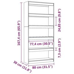 Berkfield Home Beautiful Book Cabinet/Room Divider White 80x30x167.4 cm Solid Wo - thumbnail 8