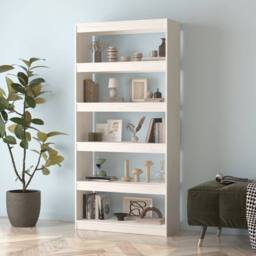Berkfield Home Beautiful Book Cabinet/Room Divider White 80x30x167.4 cm Solid Wo - thumbnail 1