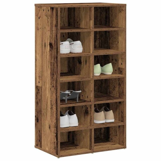 Berkfield Home Shoe Rack Old Wood 54x34x100.5 cm Engineered Wood in Brown - image 1