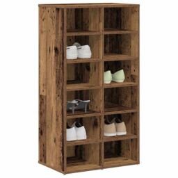 Berkfield Home Shoe Rack Old Wood 54x34x100.5 cm Engineered Wood in Brown - thumbnail 1