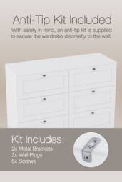 Home Discount Vida Designs Altino 6 Drawer Wide Chest of Drawers Bedroom Furniture in White - thumbnail 3