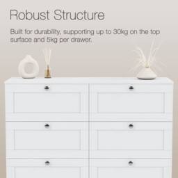 Home Discount Vida Designs Altino 6 Drawer Wide Chest of Drawers Bedroom Furniture in White - thumbnail 7